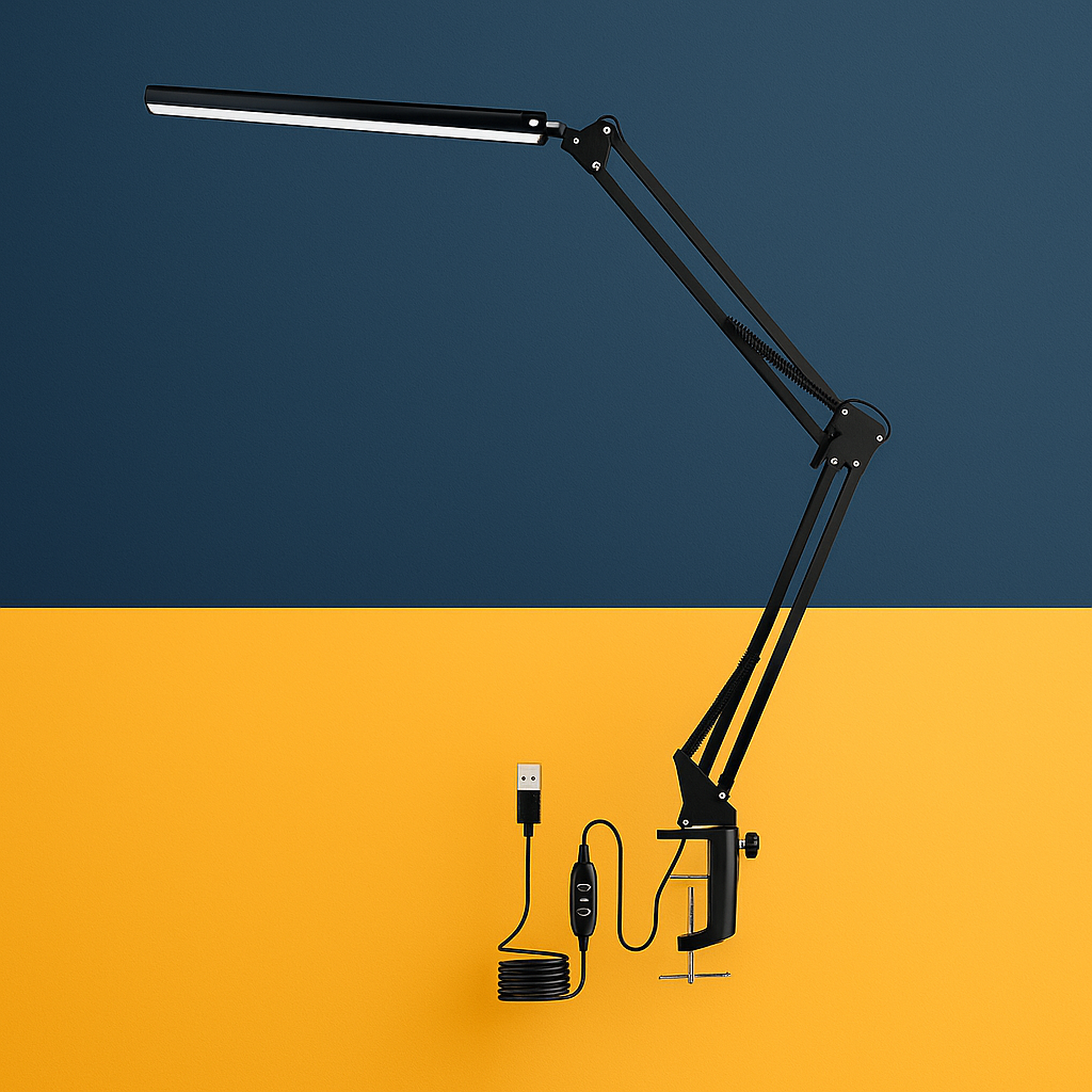 Lâmpada de Mesa LED com Braçadeira e Braço Oscilante – 10W
