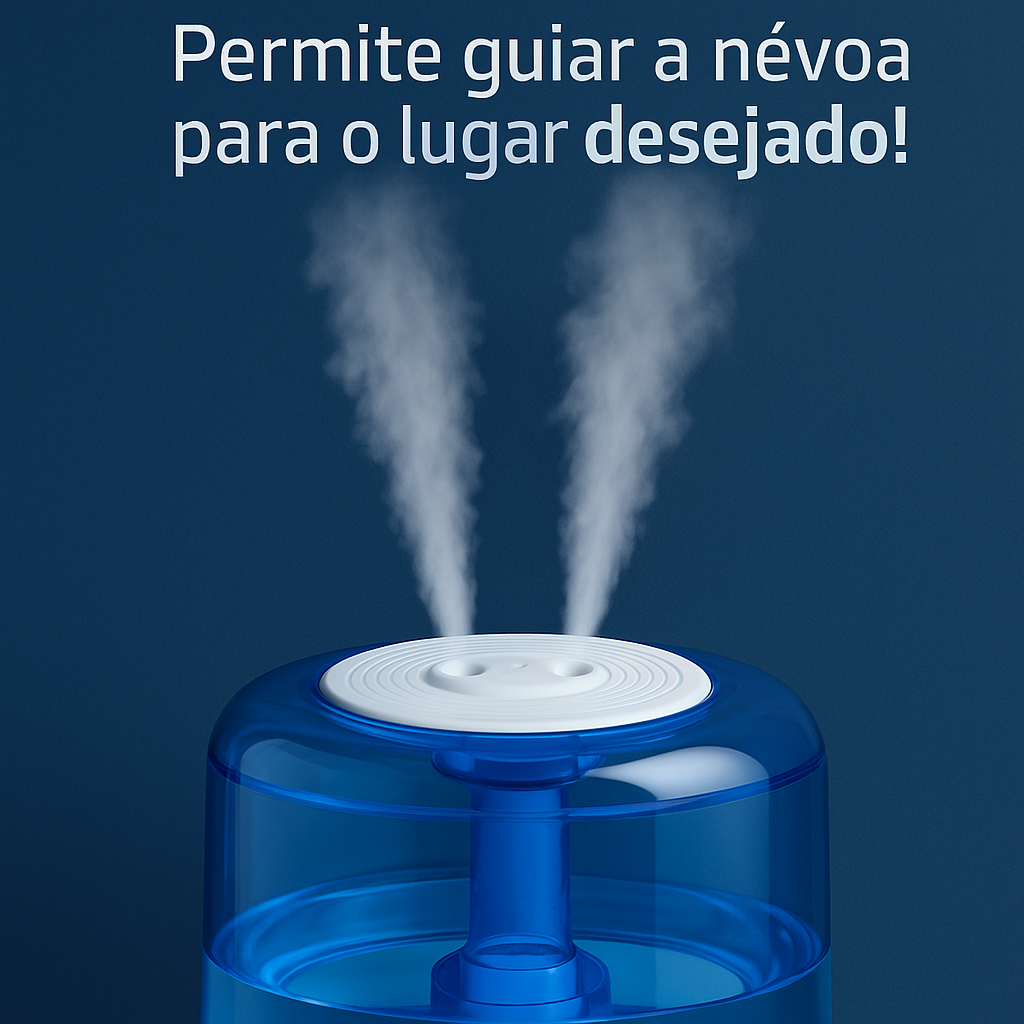 Difusor de Aromas 3L com LED, 2 Bicos e Compartimento para Óleos Essenciais