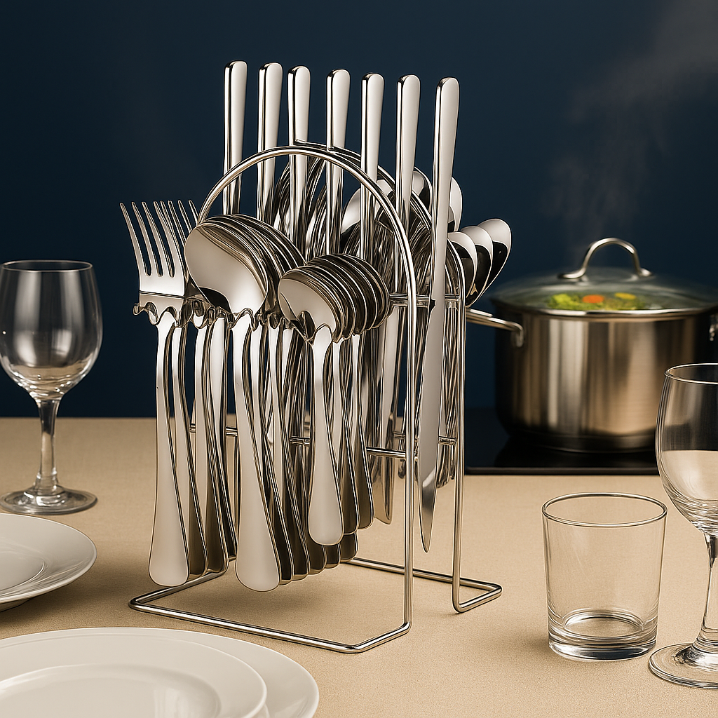 Faqueiro Inox 24 Peças com Suporte