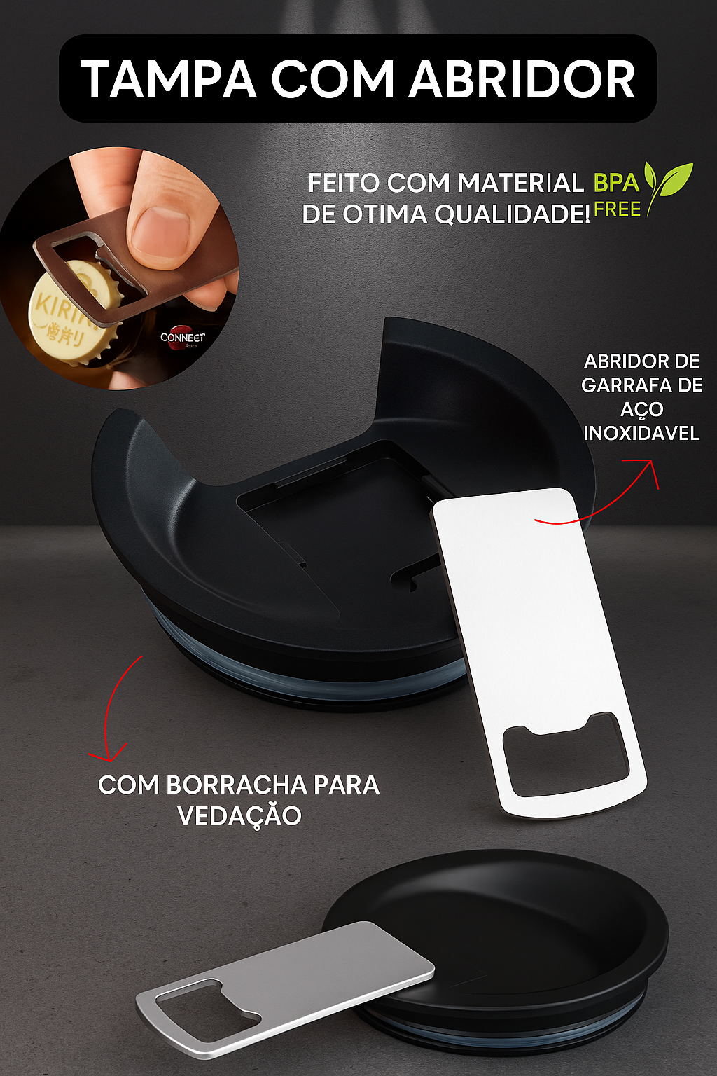 Copo Térmico Inox com Tampa e Abridor 473ml – Azul escuro