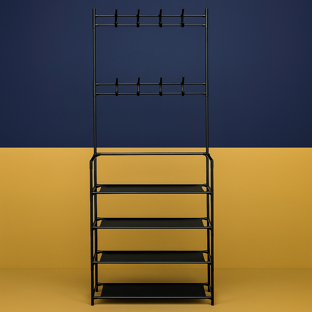 Rack Arara Cabideiro com Sapateira 4 Prateleiras – Multiuso e Compacto