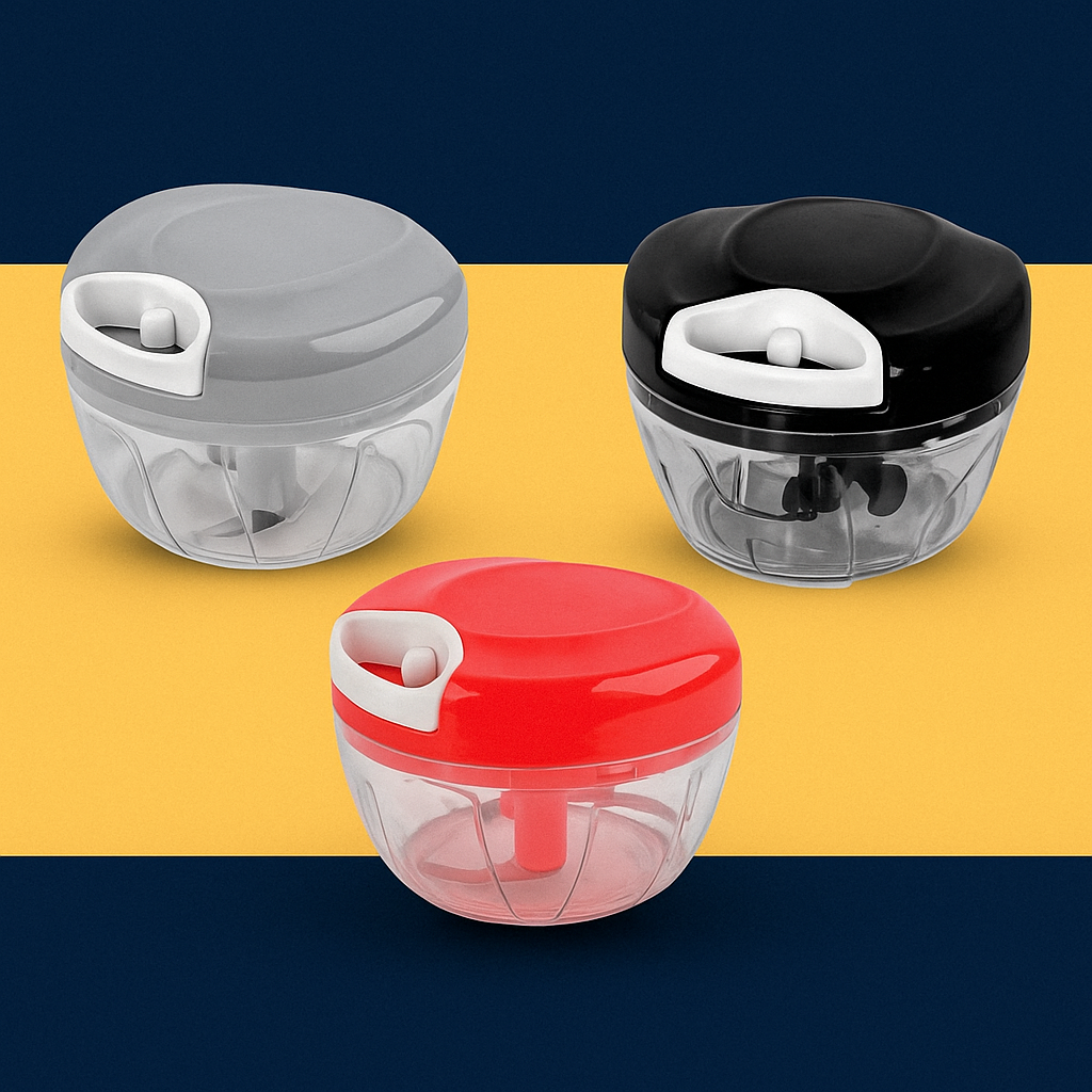 Mini Triturador Manual 500ml com 3 Lâminas – Cores Sortidas
