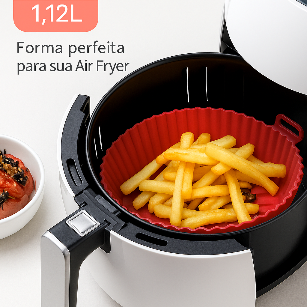Forma de Silicone Air Fryer 16x14cm – Antiadente - Cores Sortidas