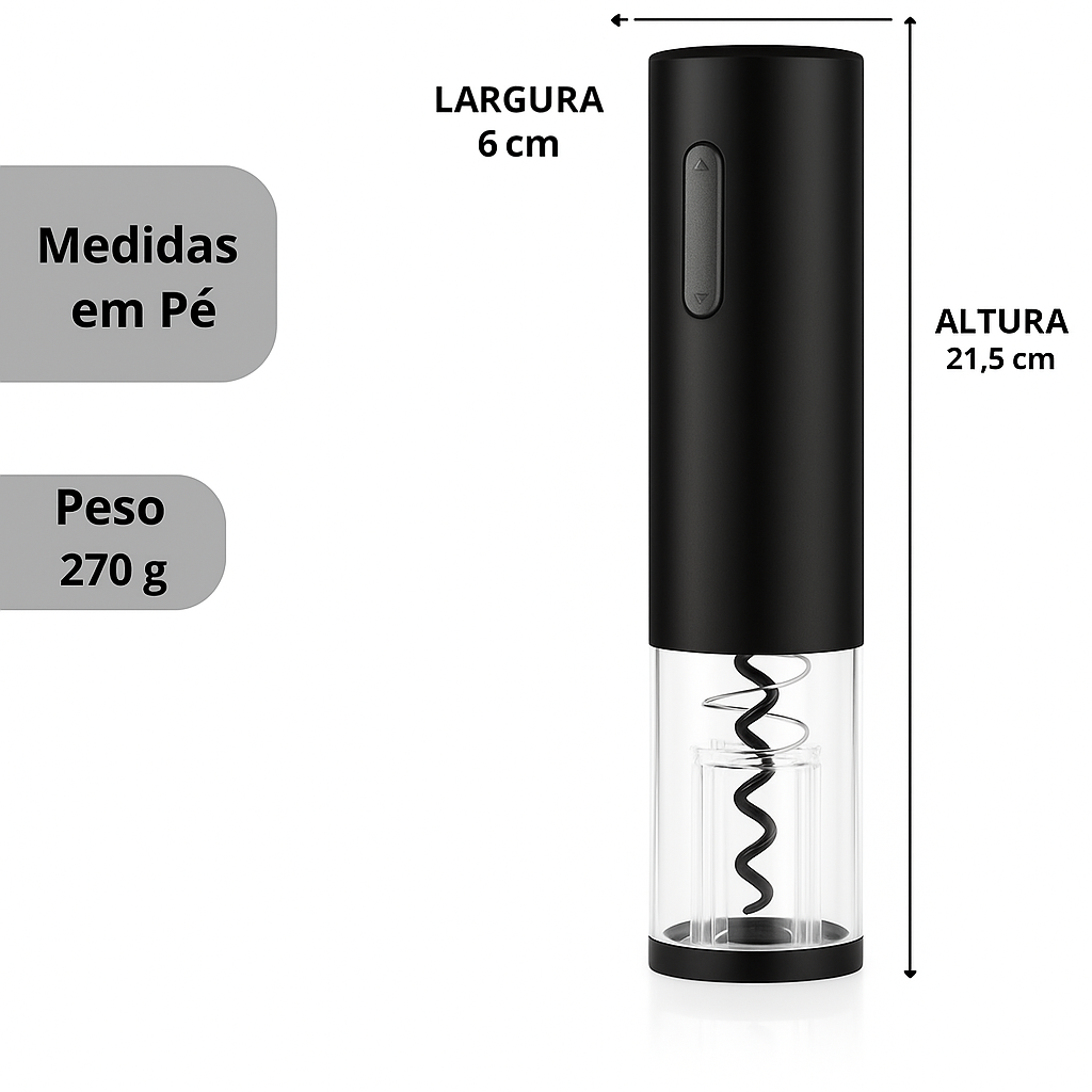 Abridor de Vinho Elétrico com LED – Portátil e Automático - Cores Variadas