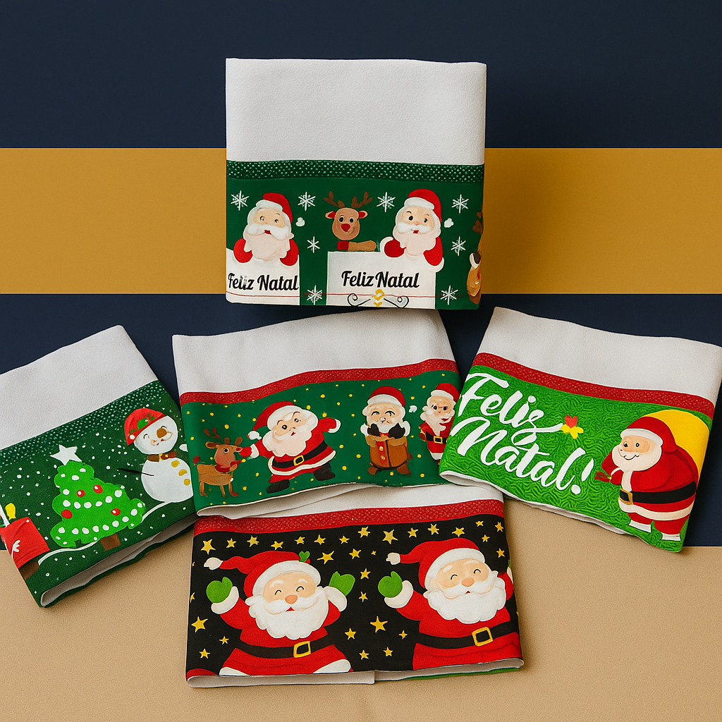 Pano de Prato de Natal com 4 peças