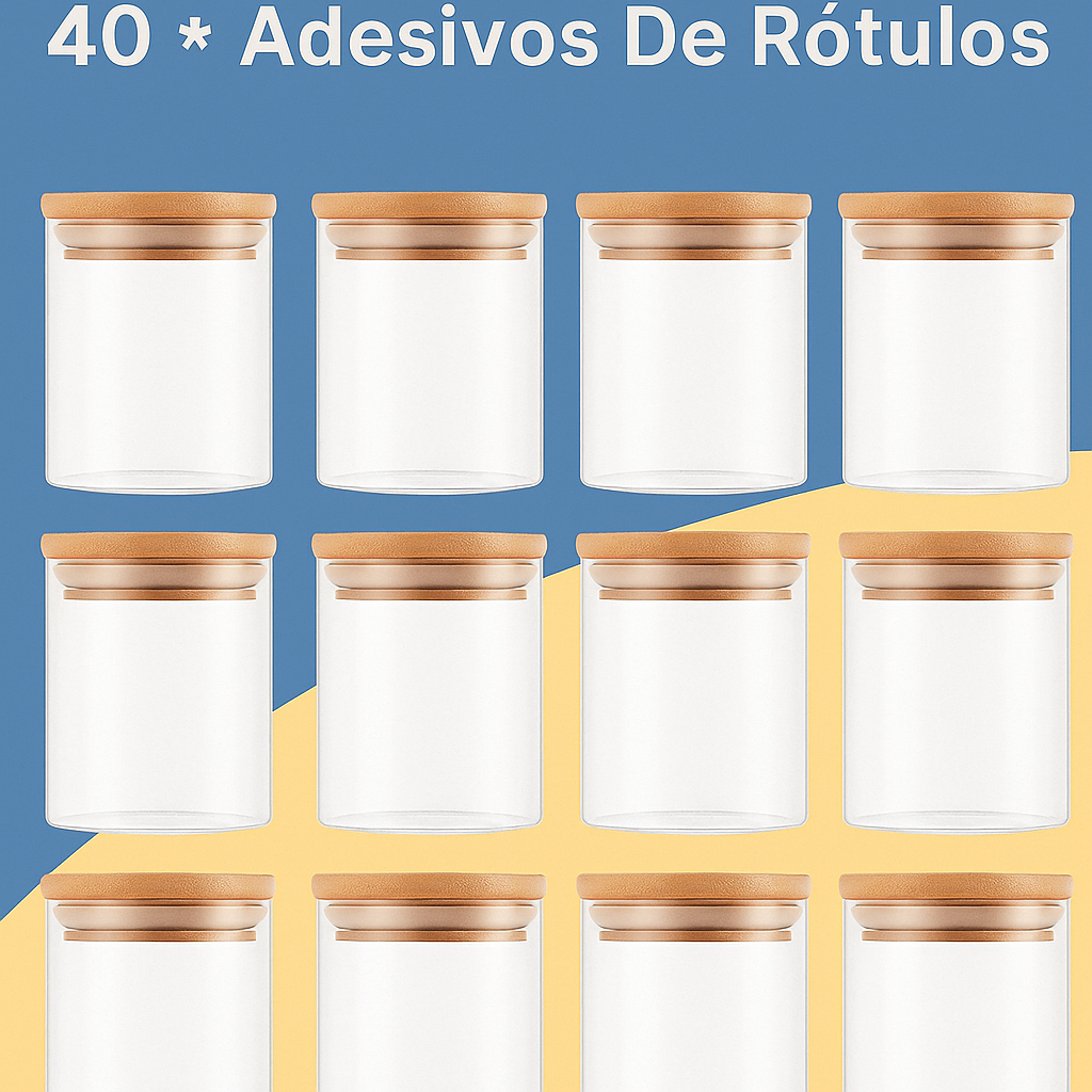 Kit Potes de Vidro 200ml com Tampa de Bambu