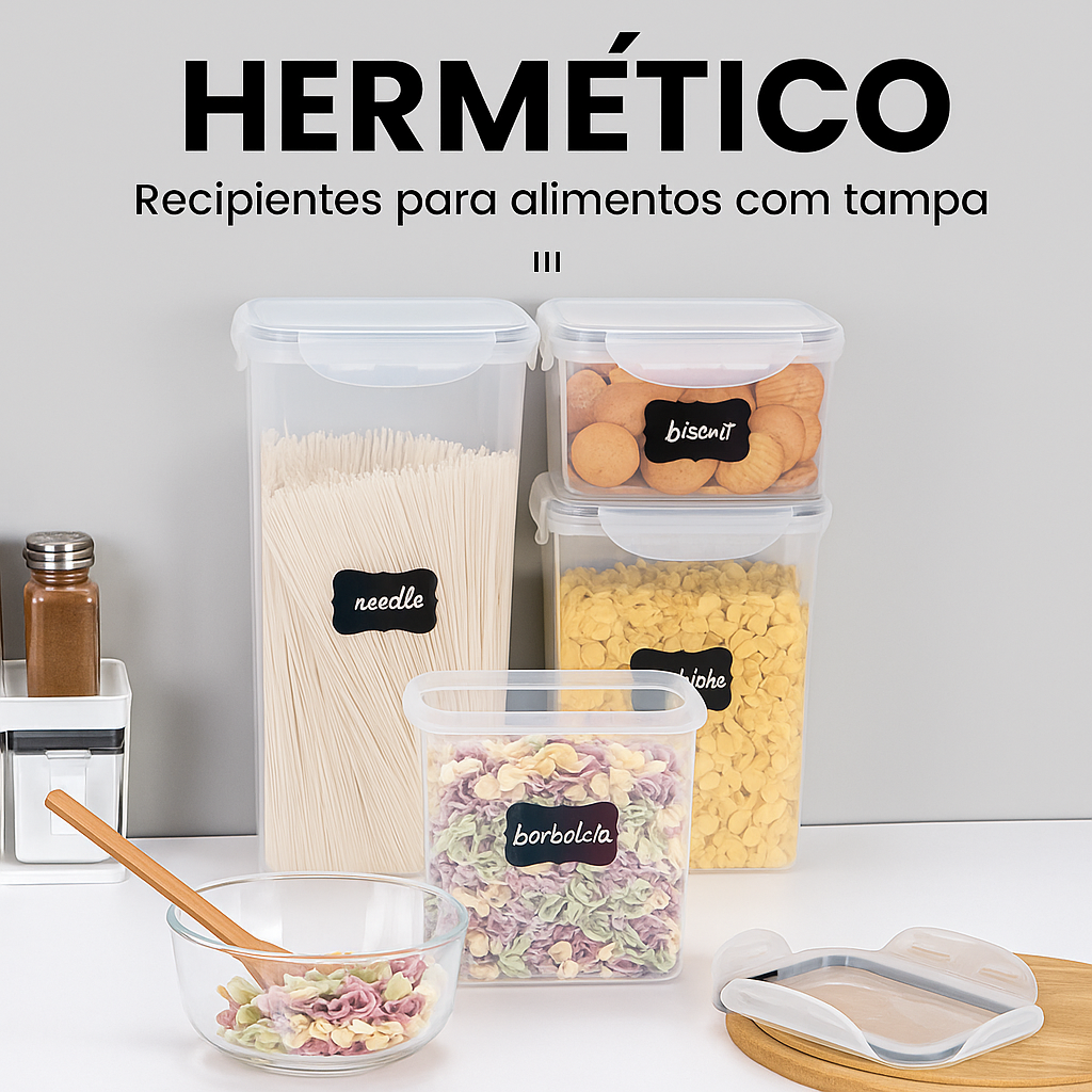 Conjunto 8 Potes Herméticos em Acrílico com Trava