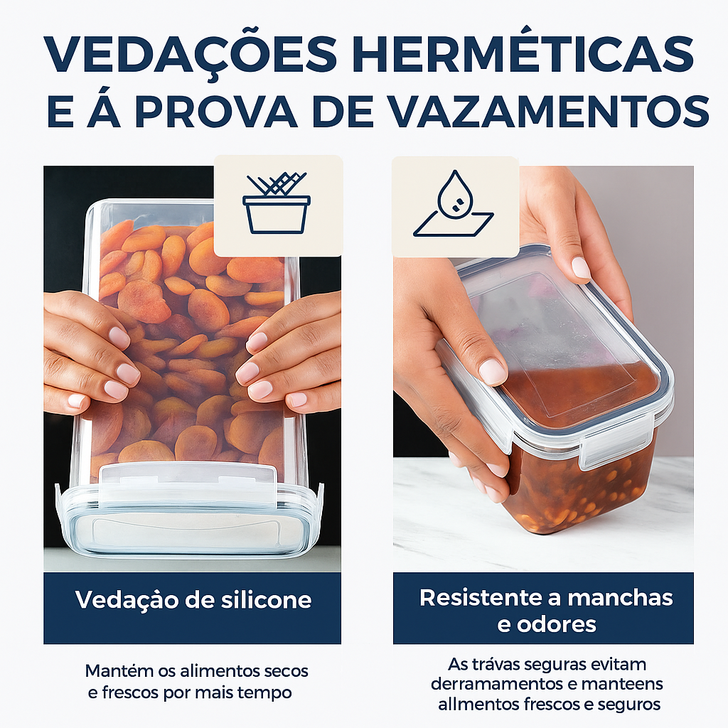 Conjunto 8 Potes Herméticos em Acrílico com Trava