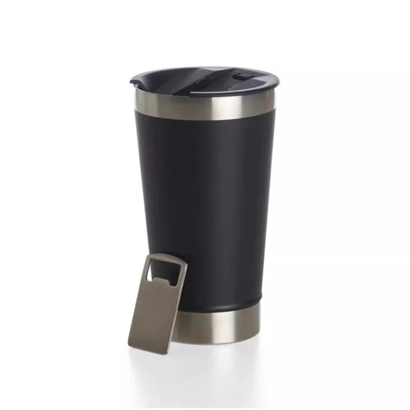 Copo Térmico Inox com TAMPA e ABRIDOR (473 ml) - Preto