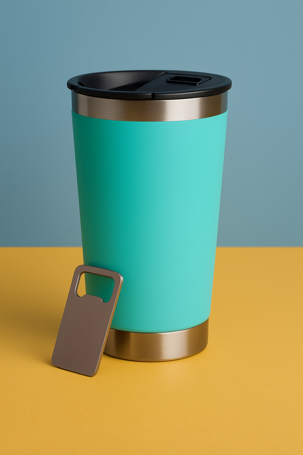 Copo Térmico Inox com TAMPA e ABRIDOR (473 ml) - Verde Água