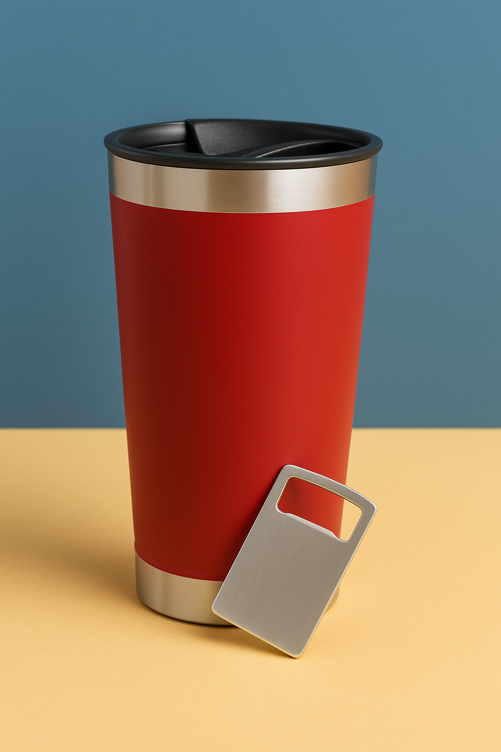 Copo Térmico Inox com TAMPA e ABRIDOR (473 ml) - Vermelho