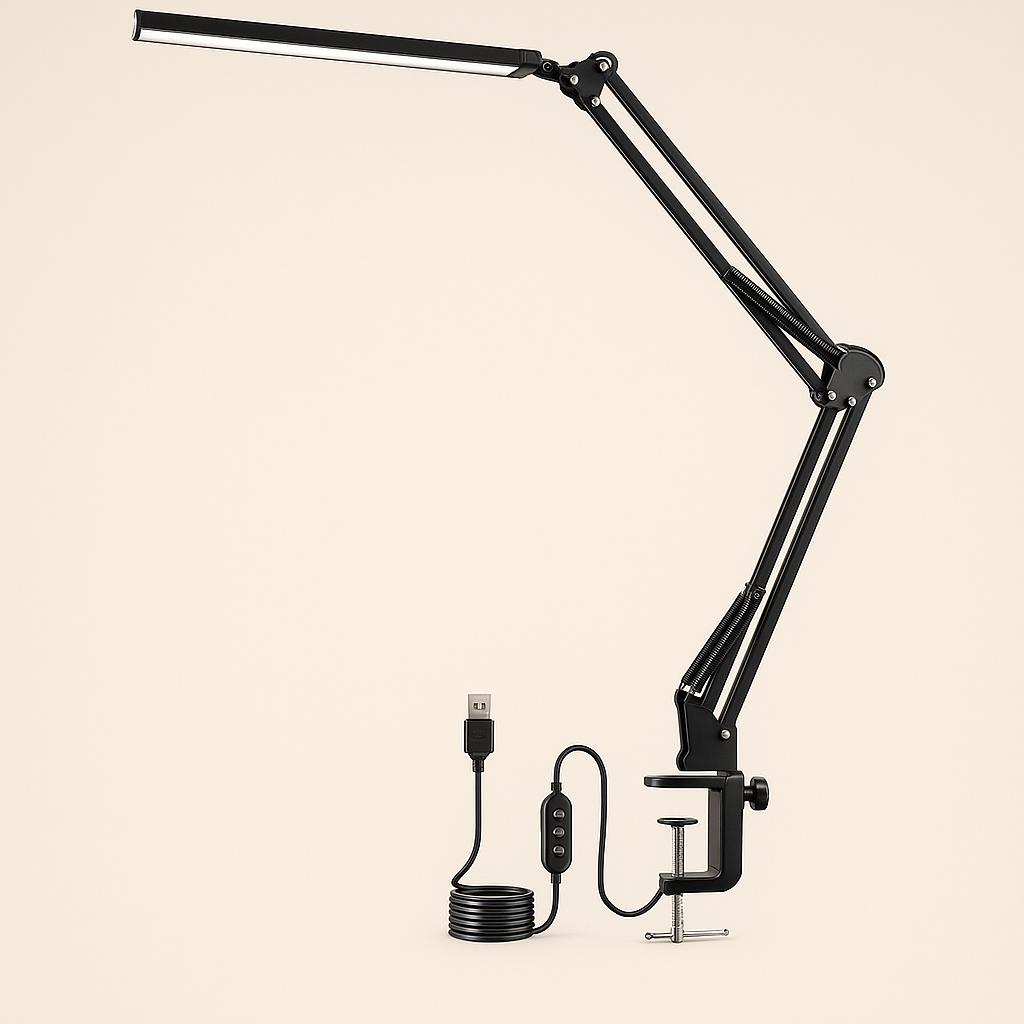 Lâmpada de Mesa LED com Braçadeira e Braço Oscilante – 10W