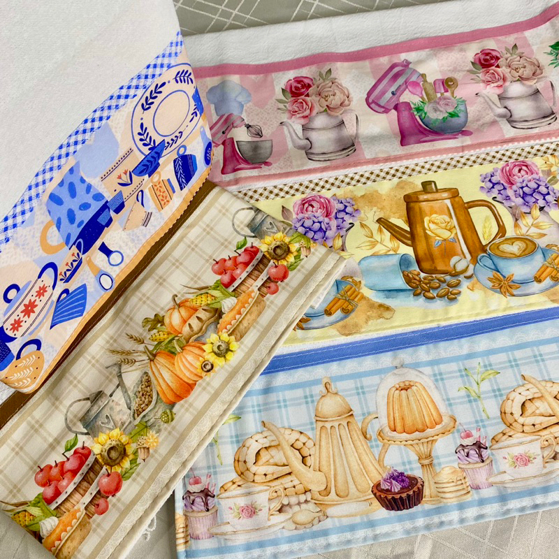 Pano de Prato de Natal com 4 peças Decoração Cozinha Kit Papai noel para Limpeza Natalina