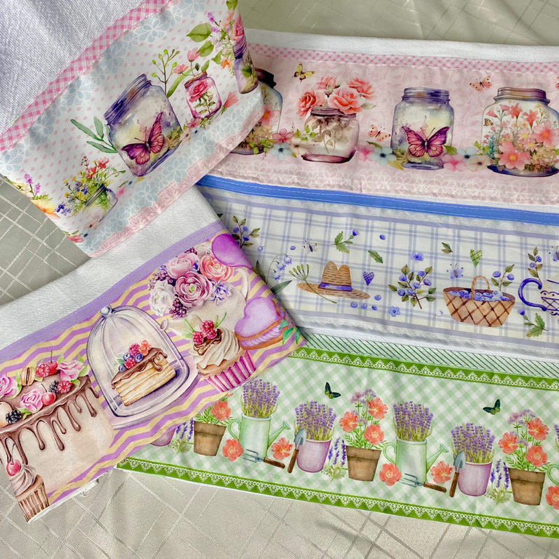Pano de Prato de Natal com 4 peças Decoração Cozinha Kit Papai noel para Limpeza Natalina