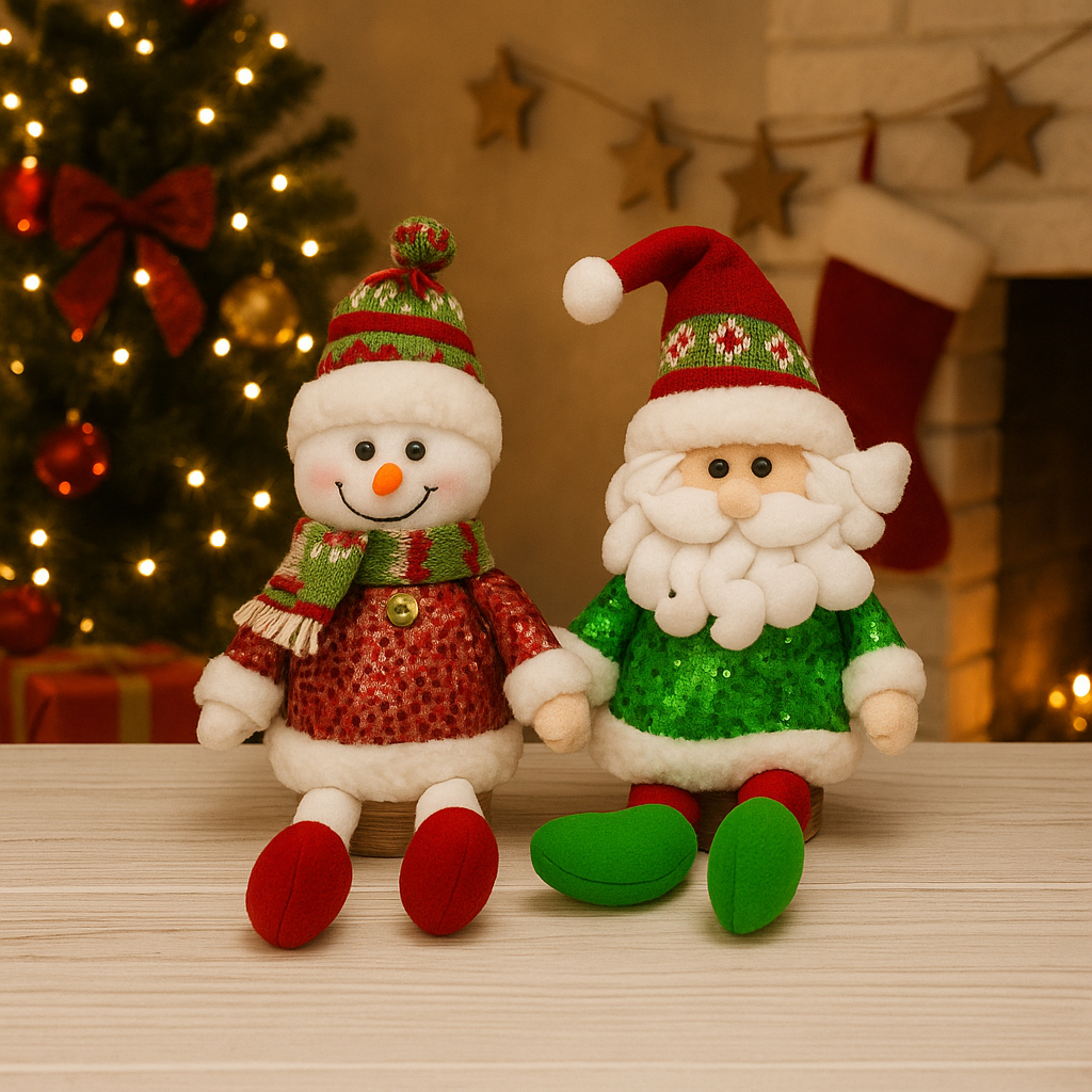 Kit com 2 Enfeites de Bonecos Natalinos – Decoração Encantadora para o Seu Natal