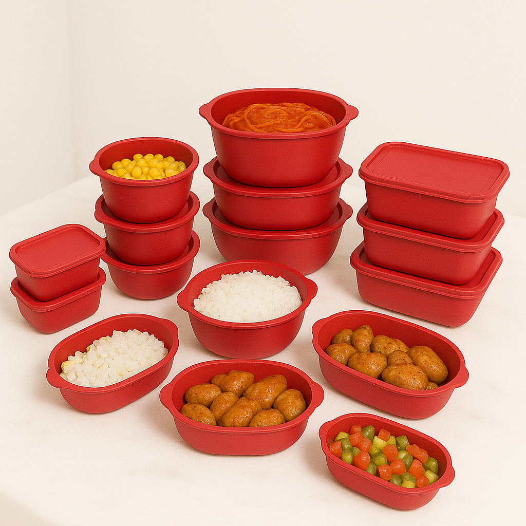 Kit 15 Potes Herméticos Plásticos com Tampa – Empilháveis