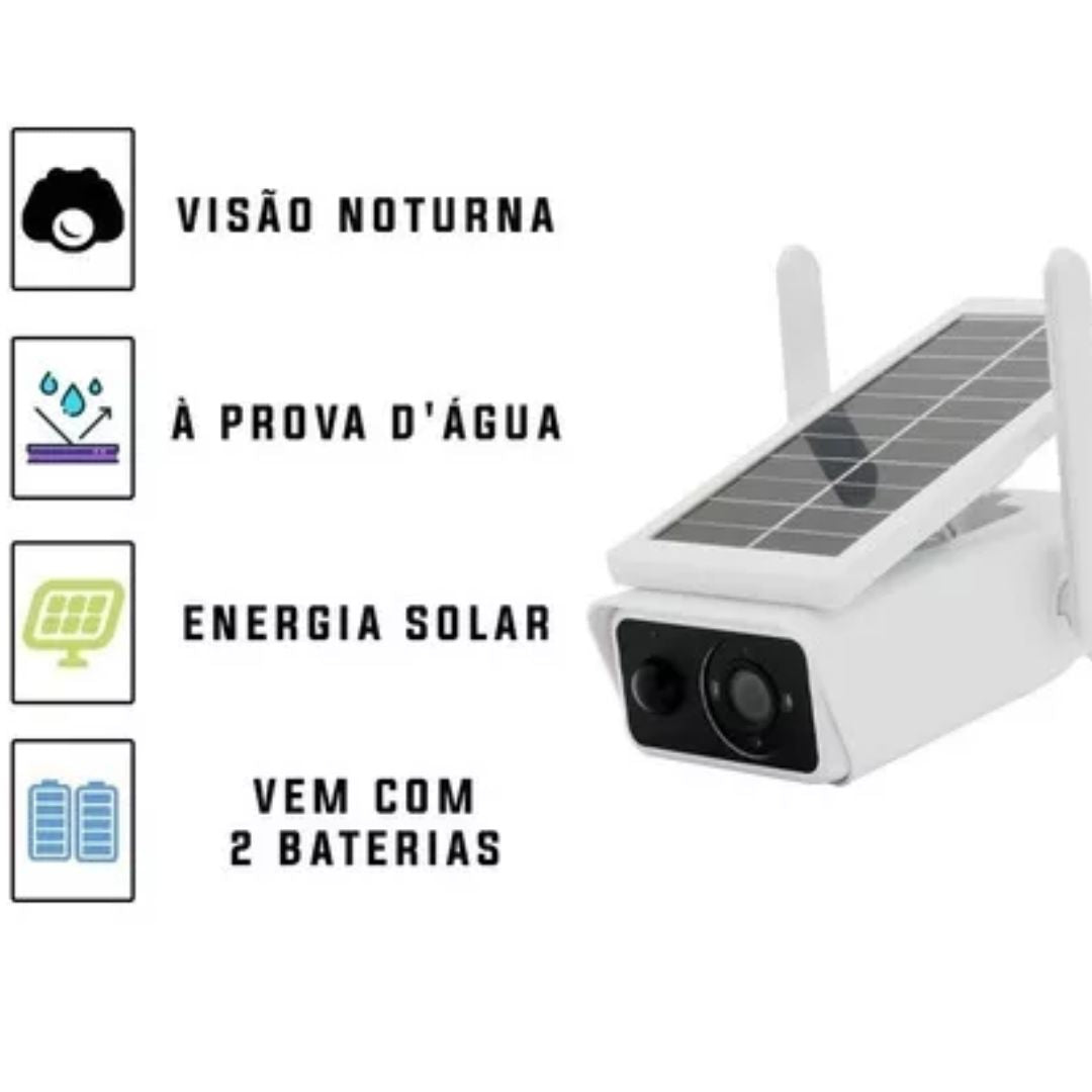Câmera Solar Wi-Fi Segurança Full HD com Visão Noturna