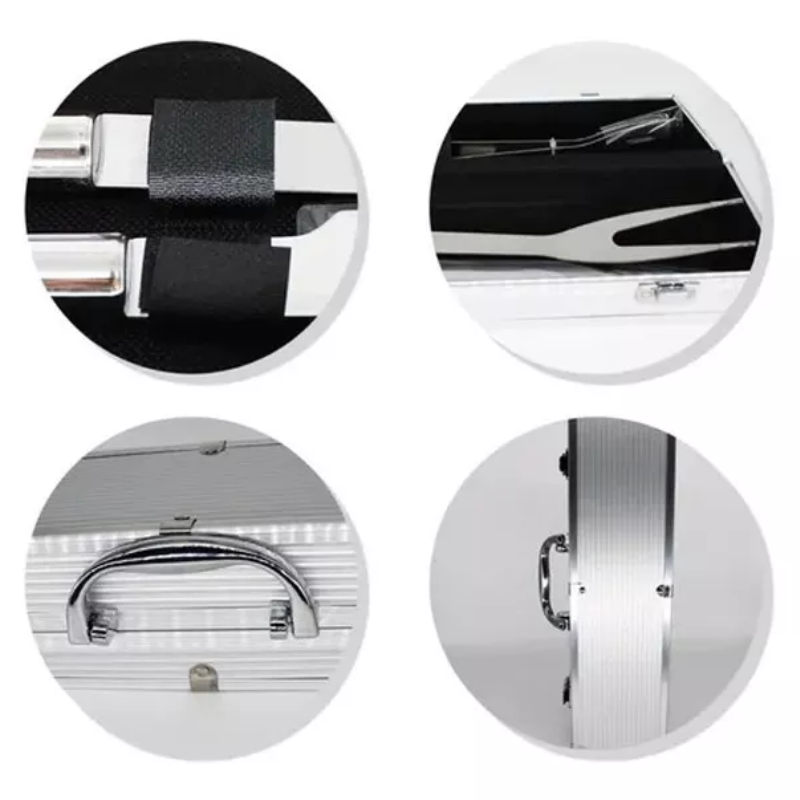 Kit Churrasco 3 Peças Inox com Maleta Alumínio