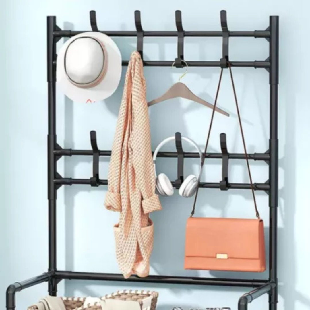 Rack Arara Cabideiro com Sapateira 4 Prateleiras – Multiuso e Compacto