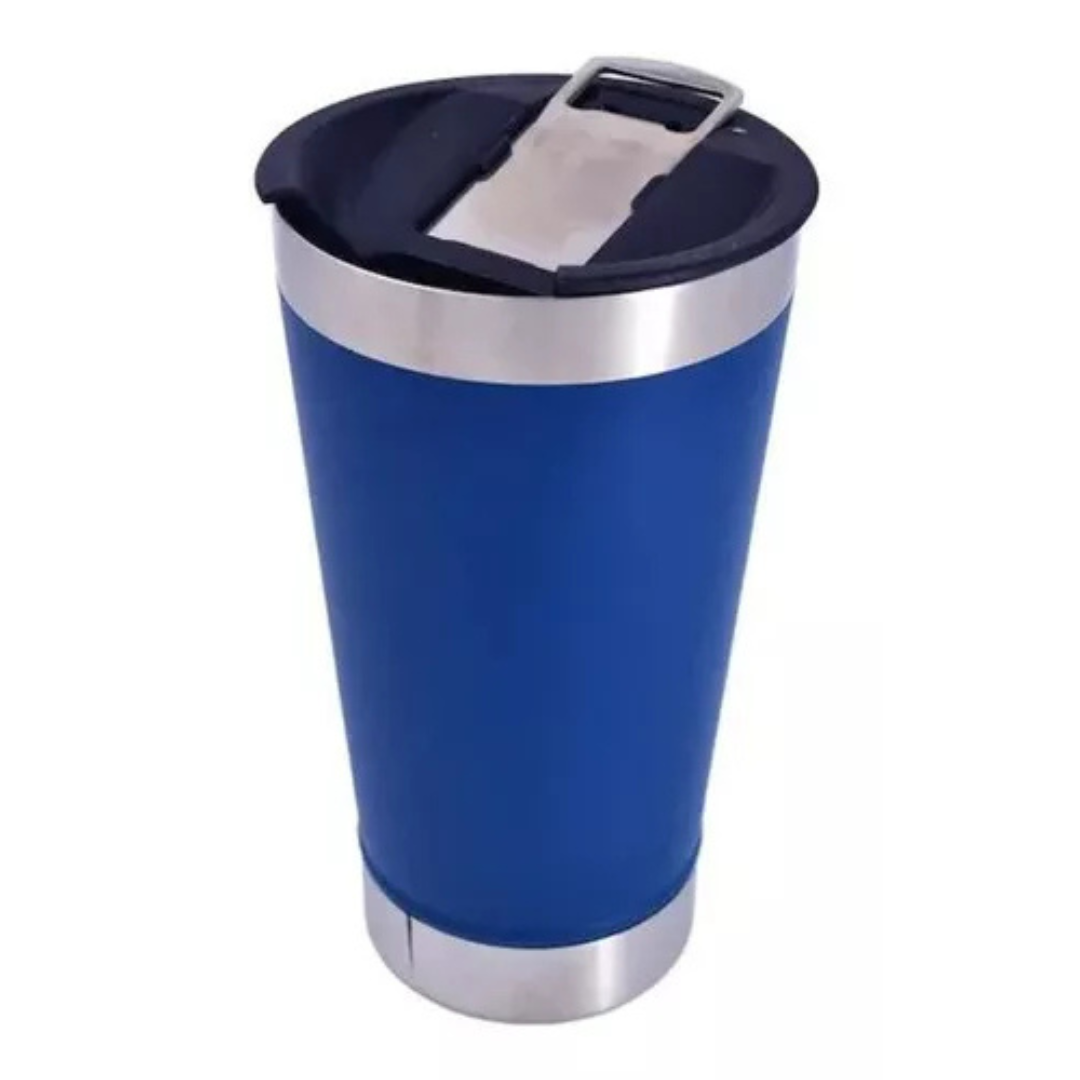 Copo Térmico Inox com TAMPA e ABRIDOR (473 ml) - Azul Royal