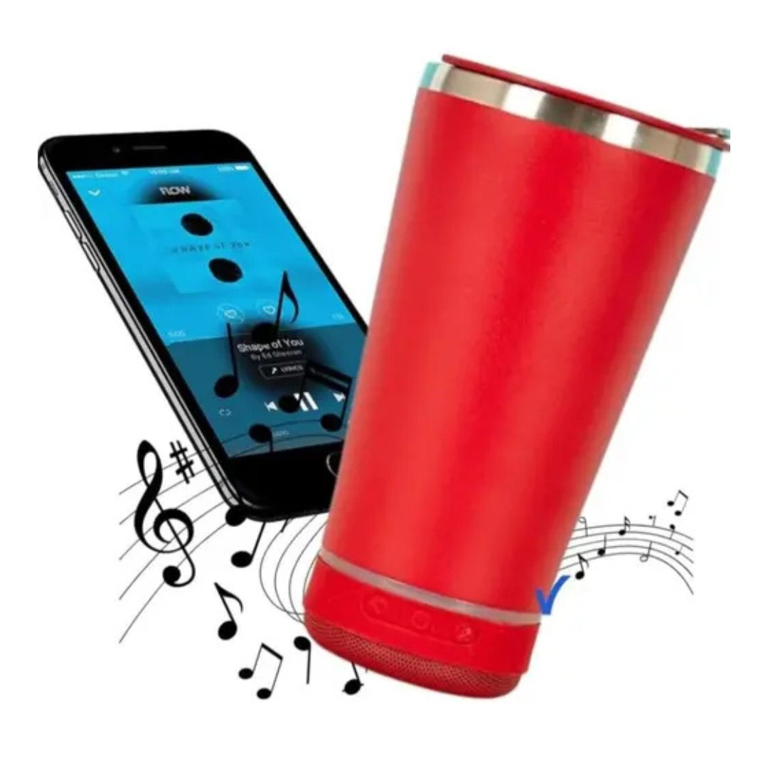 Copo Térmico Inox com SOM, TAMPA e ABRIDOR (473 ml) - Vermelho