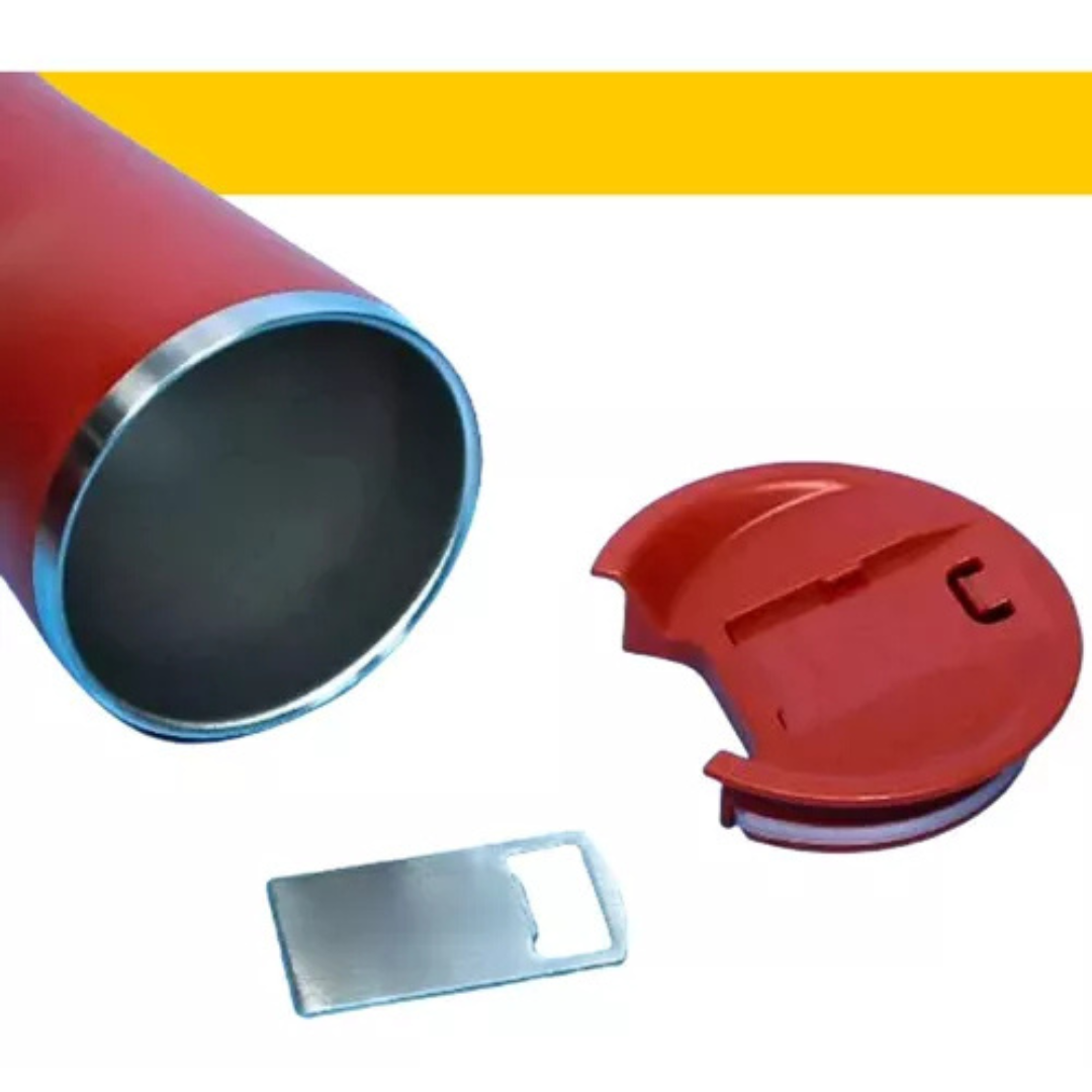 Copo Térmico Inox com SOM, TAMPA e ABRIDOR (473 ml) - Vermelho