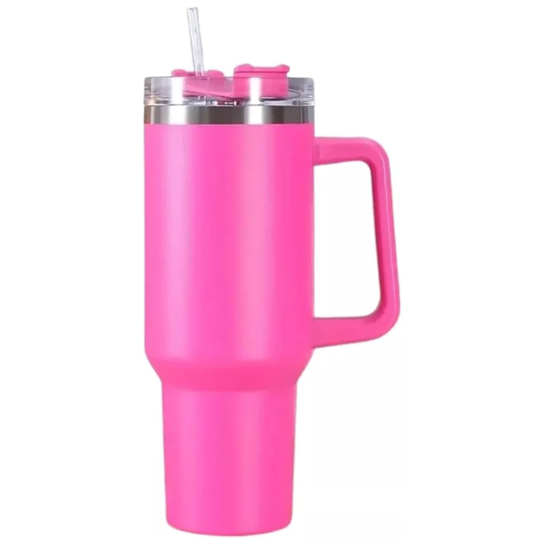 Copo Quencher Caneca Inox com Alça e Canudo (1200 ml) - Pink