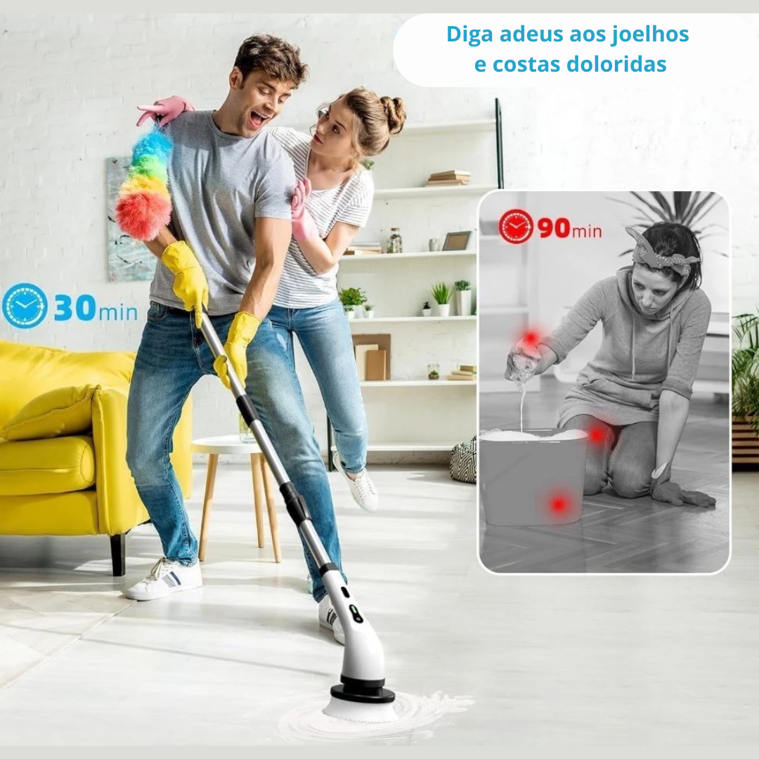Escova de Limpeza Elétrica Rotativa Esfregão Multiuso Cabo Extensível