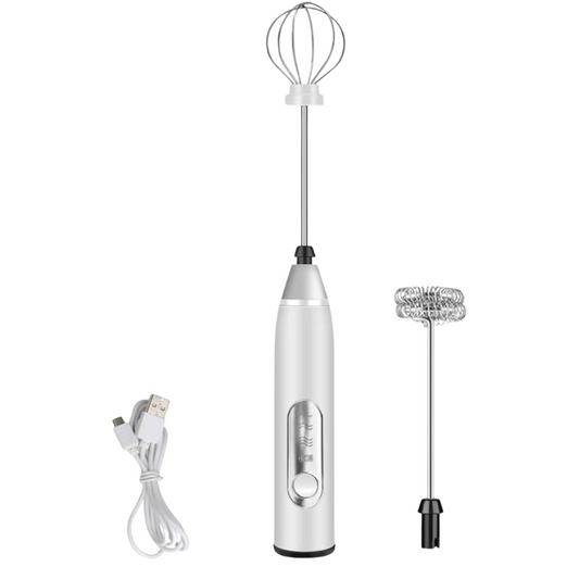 Mini Mixer Elétrico Portátil com Fuê Branco – Recarregável ou Pilhas