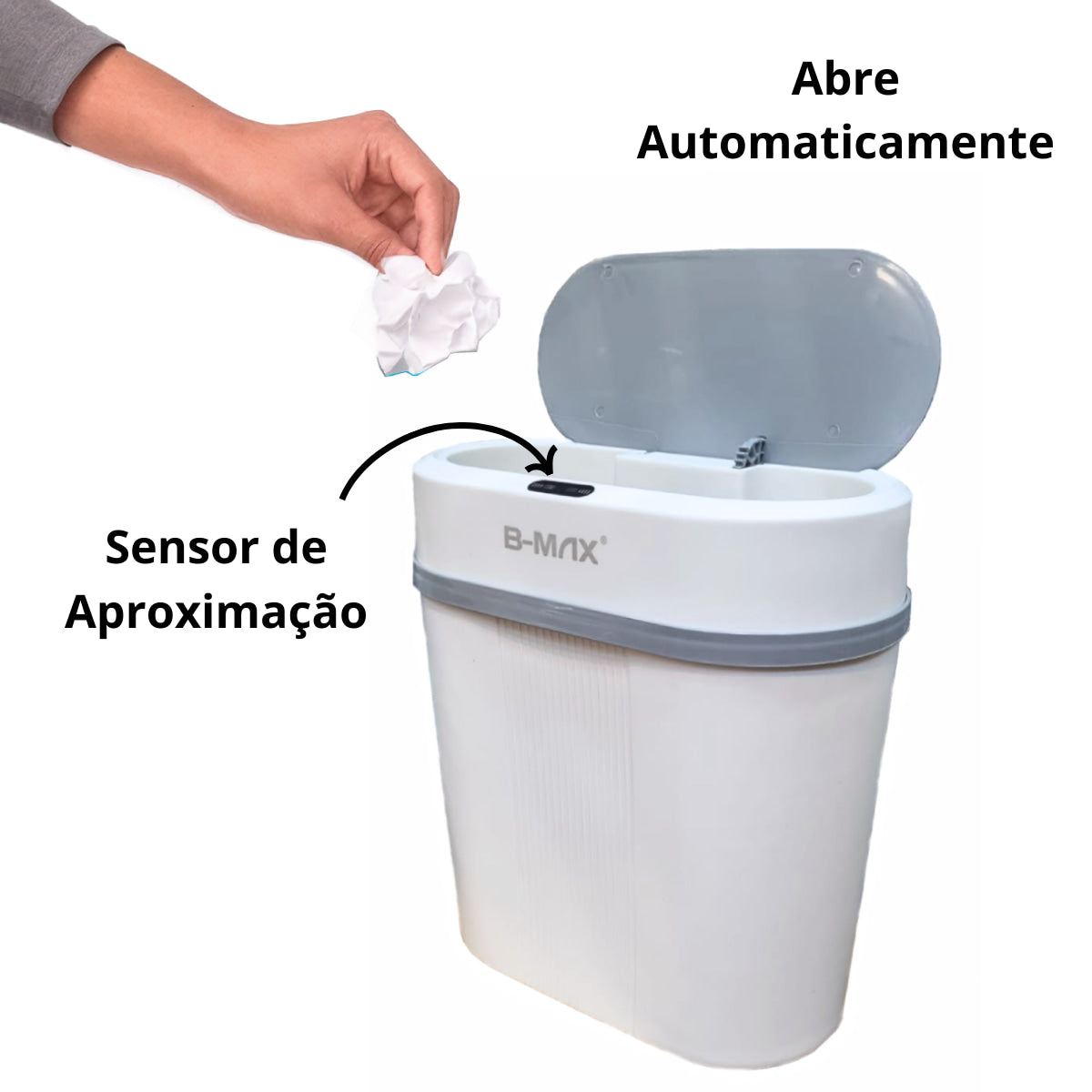 Lixeira Inteligente com Sensor 12L Branca