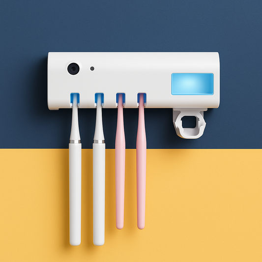 Suporte de Pasta de Dente com Esterilizador UV – Com Dispenser Automático