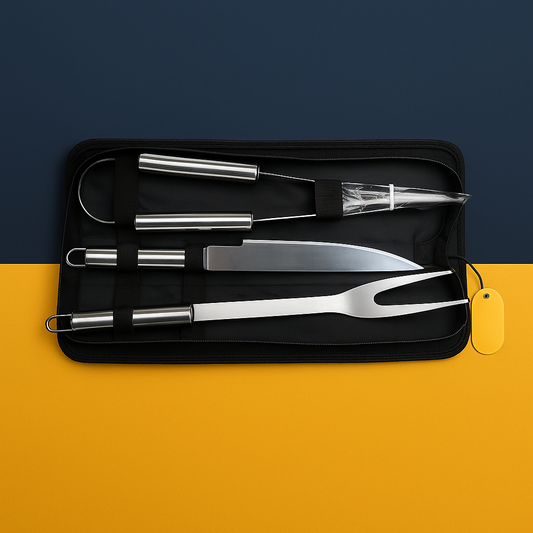 Kit Churrasco Inox com Estojo – 3 Peças