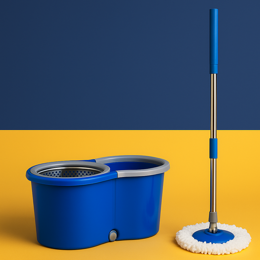 Mop Giratório 360° com Cesto Inox 4L Azul - Clean Tech