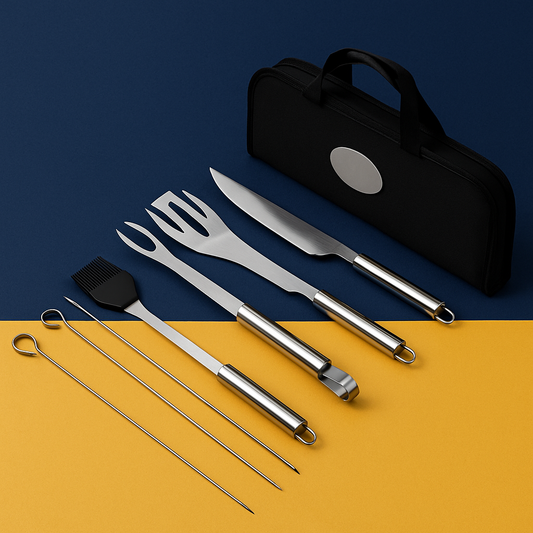 Kit Churrasco Luxo 9 Peças Inox com Maleta Profissional