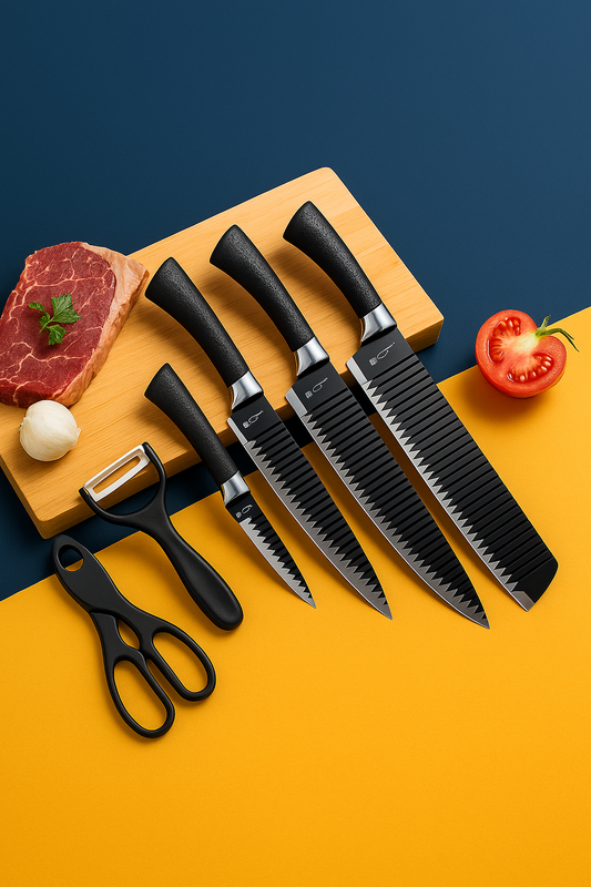 Jogo de Facas Chef 6 Peças Preto Premium – Profissional