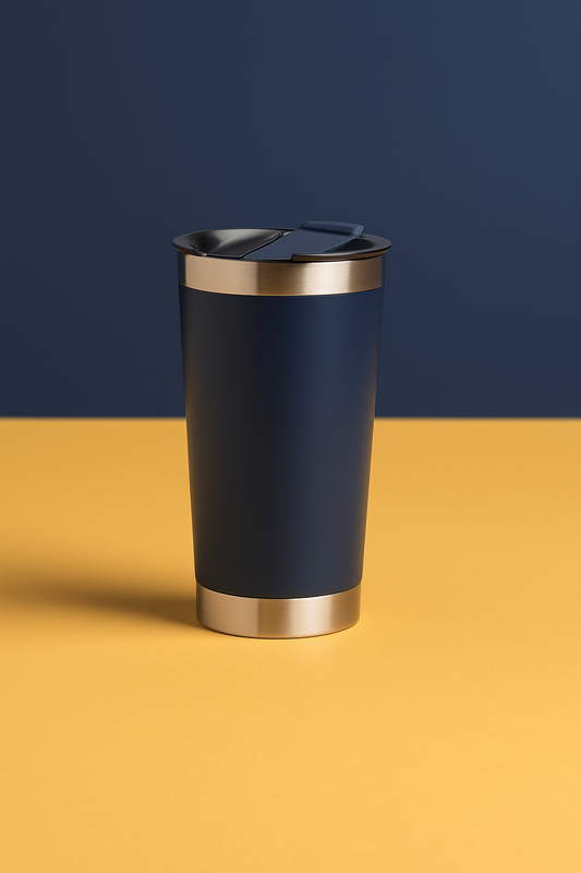 Copo Térmico Inox com Tampa e Abridor 473ml – Azul escuro