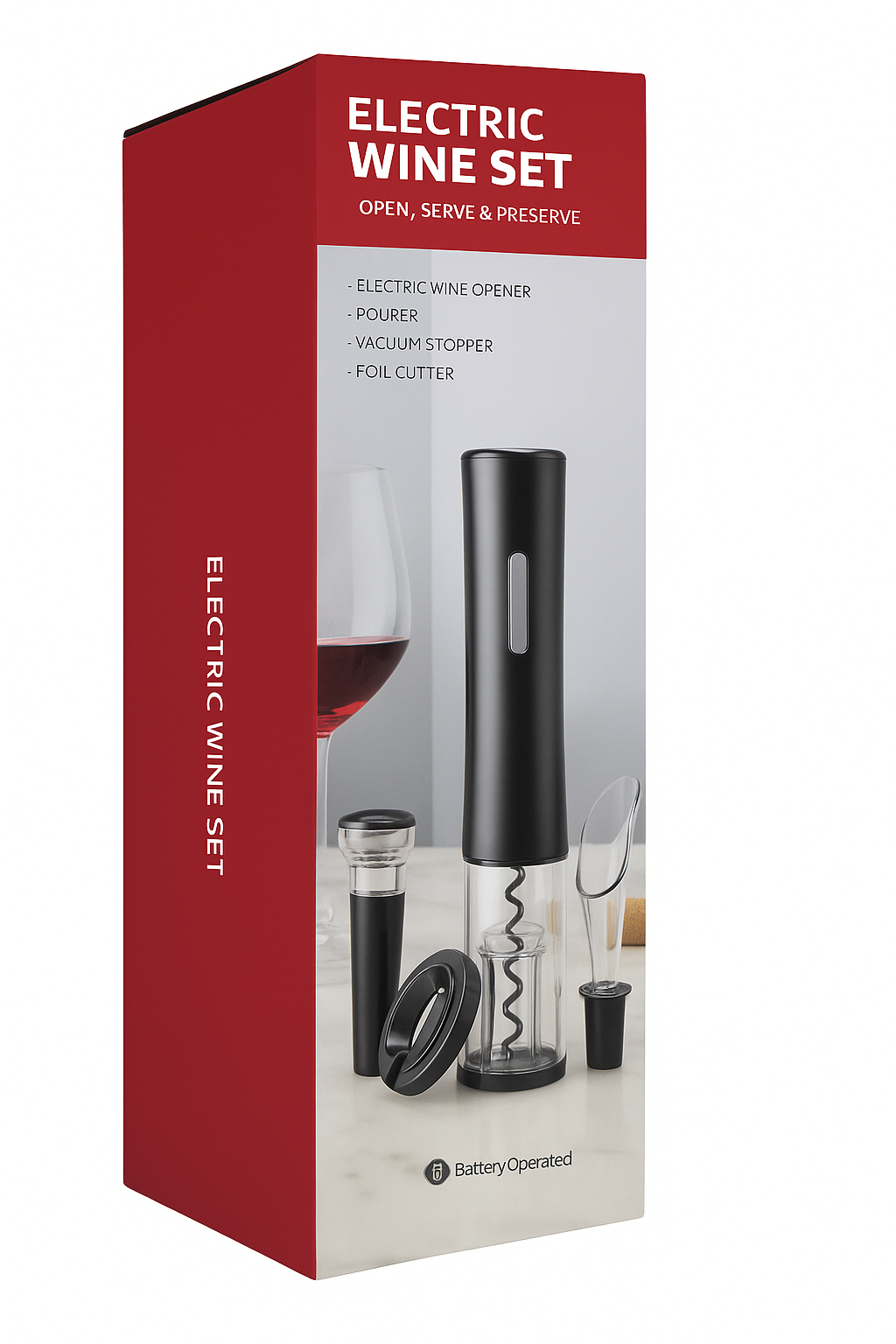 Abridor de Vinho Elétrico com LED – Portátil e Automático - Cores Variadas