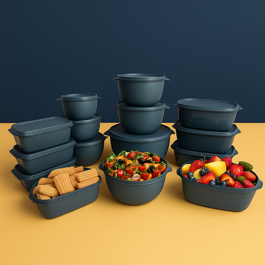 Kit 15 Potes Herméticos Plásticos com Tampa – Empilháveis