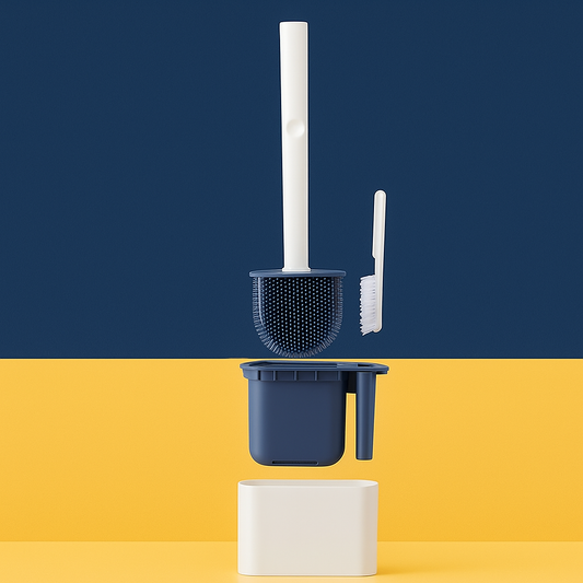 Escova Sanitária 2 em 1 de Silicone com Suporte