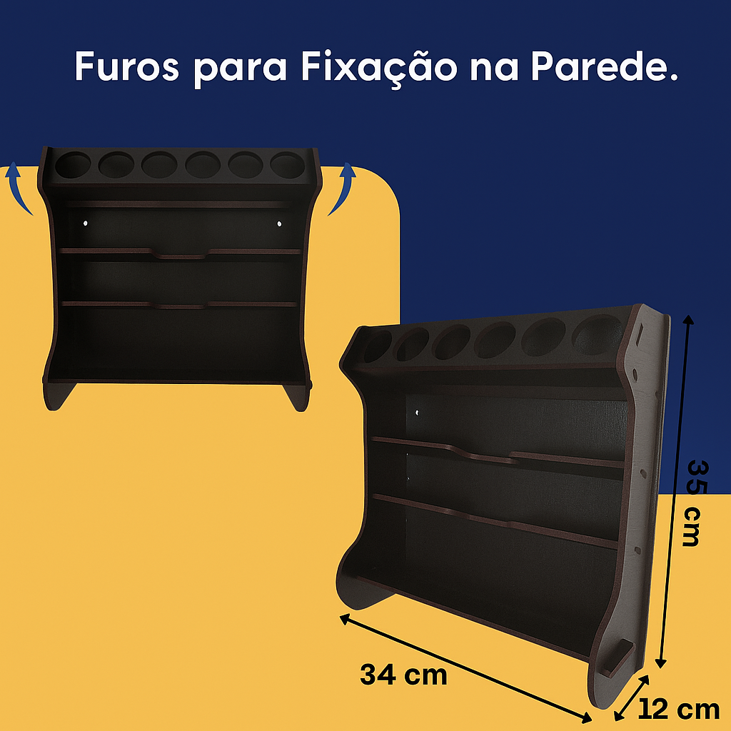 Porta-Tempero de Parede 6 Potes + Suporte Papéis
