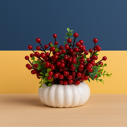 Azevinho Artificial Vermelho com Folhas – 28cm