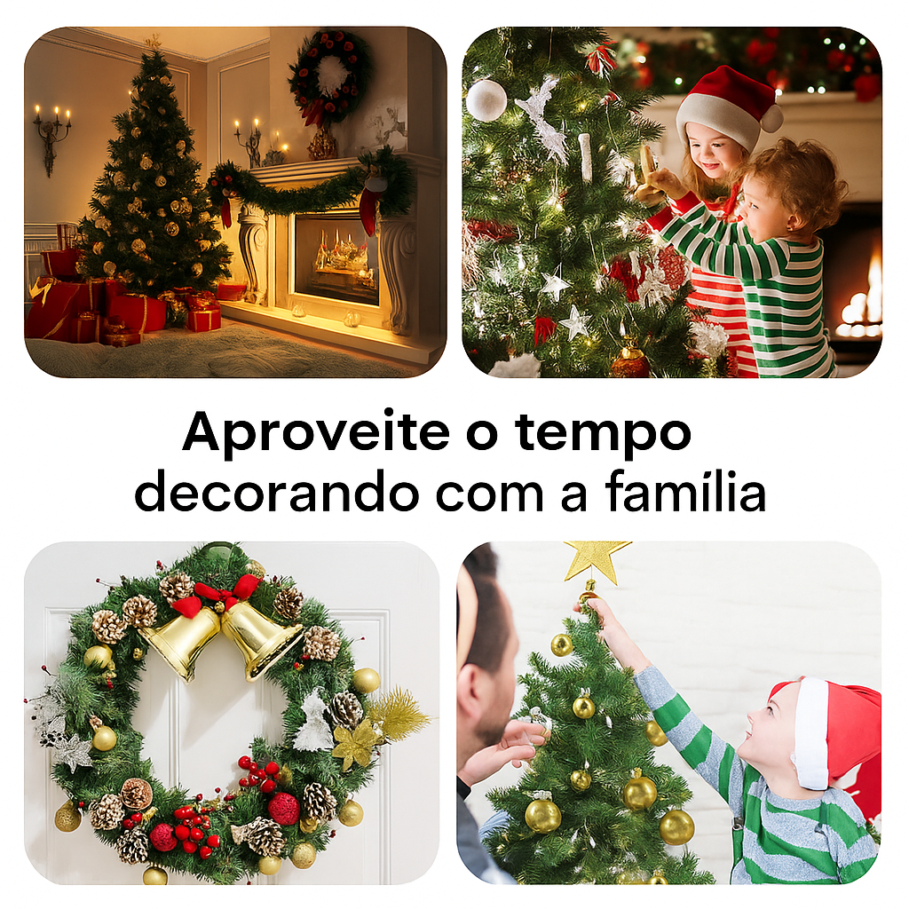 Kit 45 Enfeites para Árvore de Natal – Bolas, Pinhas e Estrelas
