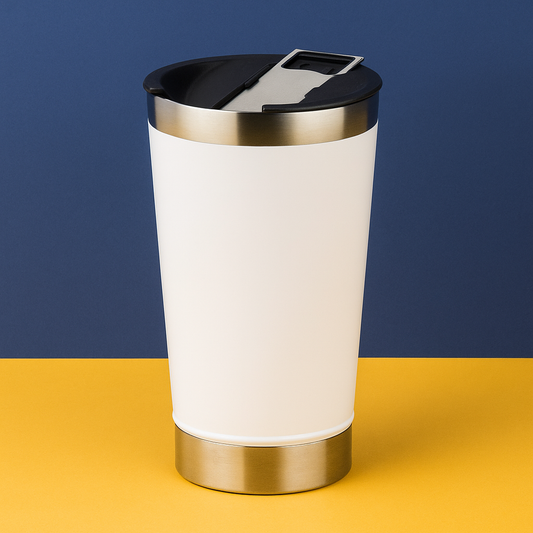 Copo Térmico Inox com TAMPA e ABRIDOR (473 ml) - Branco