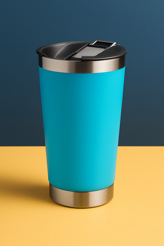 Copo Térmico Inox com TAMPA e ABRIDOR (473 ml) - Azul Claro