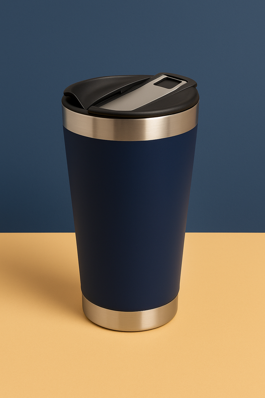 Copo Térmico Inox com TAMPA e ABRIDOR (473 ml) - Azul Escuro