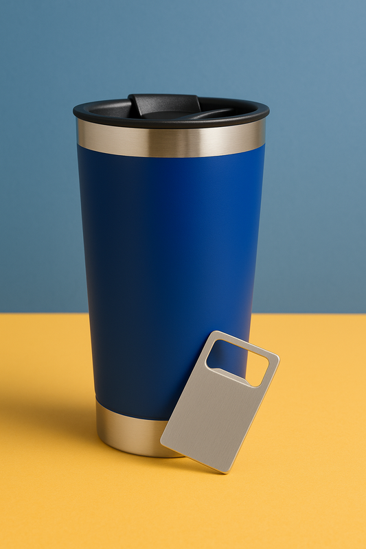 Copo Térmico Inox com TAMPA e ABRIDOR (473 ml) - Azul Royal