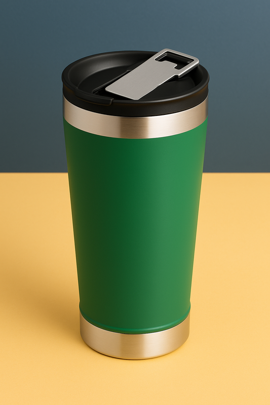 Copo Térmico Inox com TAMPA e ABRIDOR (473 ml) - Verde
