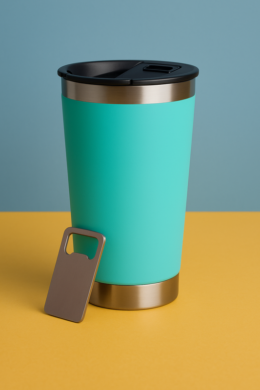 Copo Térmico Inox com TAMPA e ABRIDOR (473 ml) - Verde Água