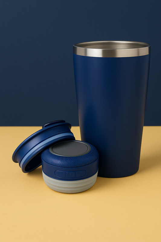 Copo Térmico com Som Led e TAMPA com ABRIDOR (420 ml) - Azul Royal