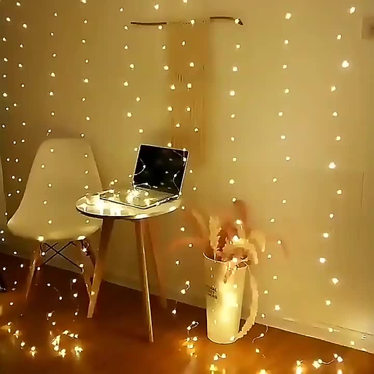 cortina 300 Leds 3x3 Metros Festa Casamento Eventos Natal Luz Amarelo